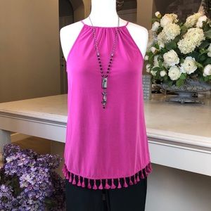 NWT Green Envelope Pink Tassel Tunic
